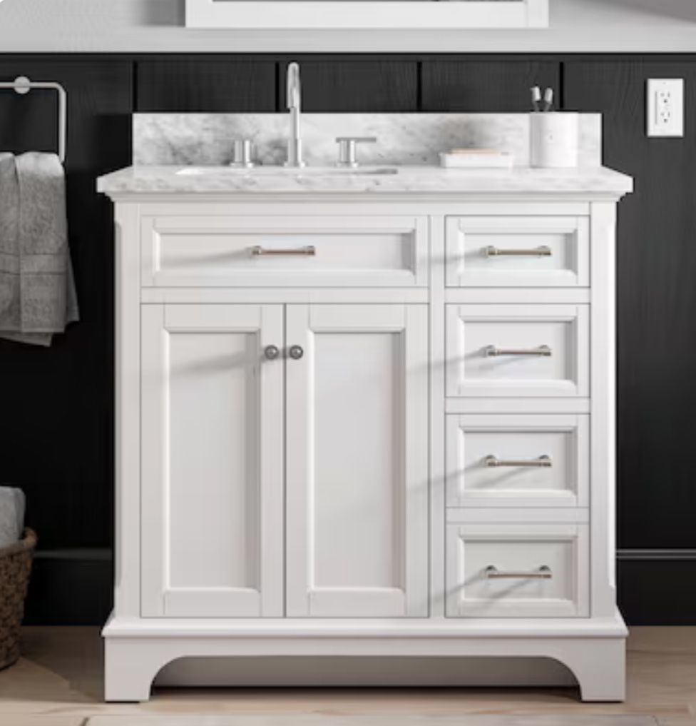 allen + roth Roveland 36-in White Undermount Single Sink