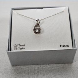 Kohl's Lab Created Sterling Silver White Sapphire Necklace 18".