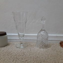 Glass Woodbury Jar, Princess House Pilsner, Bell and Bud Vase