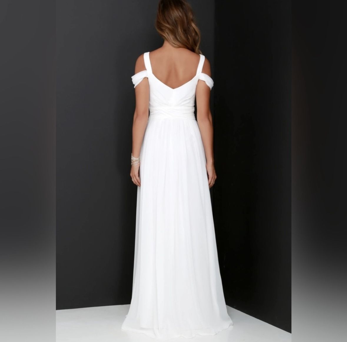 NWT Lulus Ocean of Elegance Ivory White Maxi Dress Wedding Prom Grecian  Style