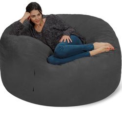 Chill Sack Bean Bag Chair: Giant 5' Memory Foam Furniture Bean Bag - Big Sofa wit Soft Micro Fiber Cover - Charcoal