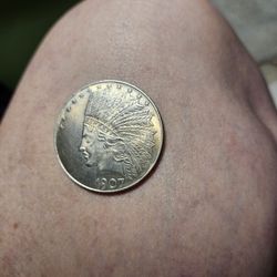 1907 Indian Head Eagle 10 Dollar Coin 