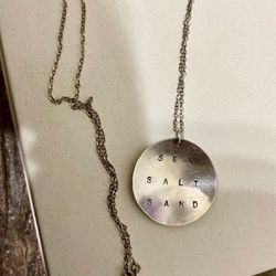 James Michelle Sea Salt Sand hammered coin necklace. Silver. 16in