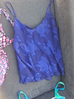 Blue Floral Sheer Cami Top