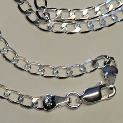 925 Silver Cuban Link Necklace 24" Long (4mm Thick) 