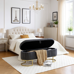 Yosemite Velvet Storage Ottoman Bench