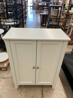VASAGLE Bathroom Floor Storage Cabinet w/ 2 Adjustable Shelves - Cloud White