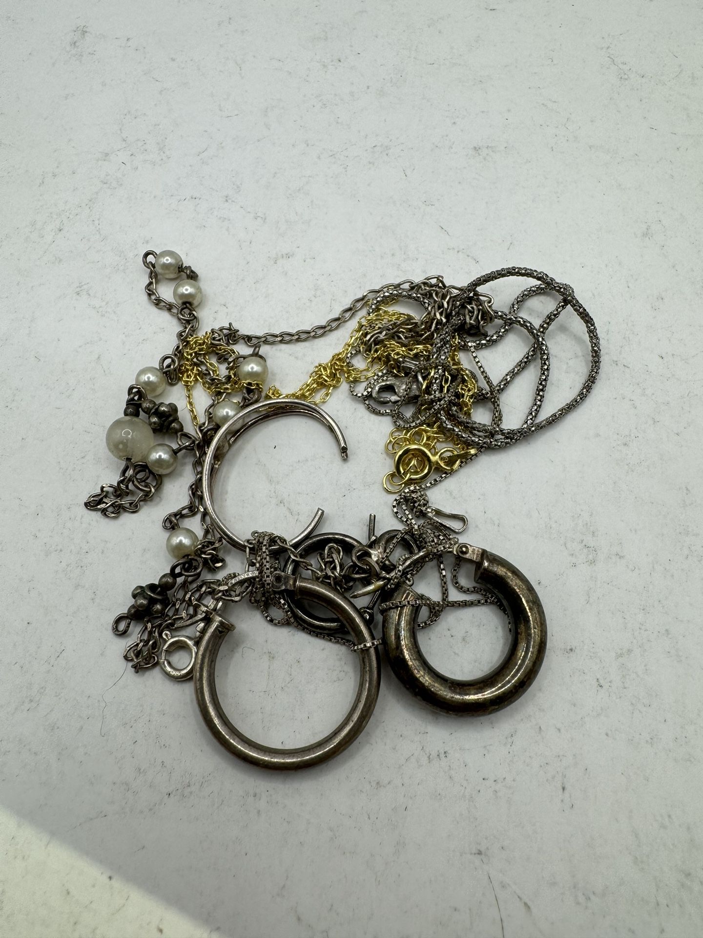 Various Broken Sterling Silver Jewelry Pieces For Silver Melt Value  