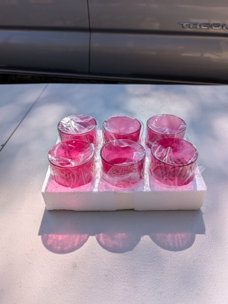 Pink Cylinder Clear Glasses 3".