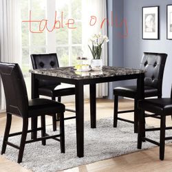 40.87"D x 42.19"W x 35.32"H Square High Table Faux Marble Brown In Box 