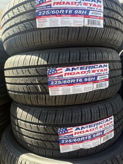 American Roadstar 225/60/16 All Season Tires installed and balanced / instaladas y balanceadas