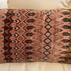 World  Market Coral Multicolor Velvet ZigZag Lumbar Pillow