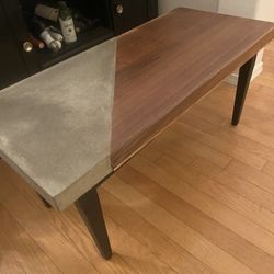 Handcrafted Walnut And Concrete Coffee Table