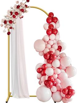 Metal Arch Stand, Gold, 6.6 ft Tool-free Install, Square Stable Base, Fits Balloons/Flowers/ Garden Décor, Ideal for Wedding, Birthday, Baby Shower Pa