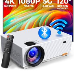 Mini Projector with 5G WiFi and Bluetooth, ALVAR 15000L 450 ANSI Native 1080P Portable Projector 4K Support, Outdoor Movie Projector with 120" Screen 