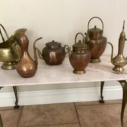 Brass And Copper Vintage Pots Pitchers And Kettles