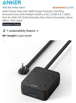 Anker Power Strip with 2000J Surge Protector black 5ft