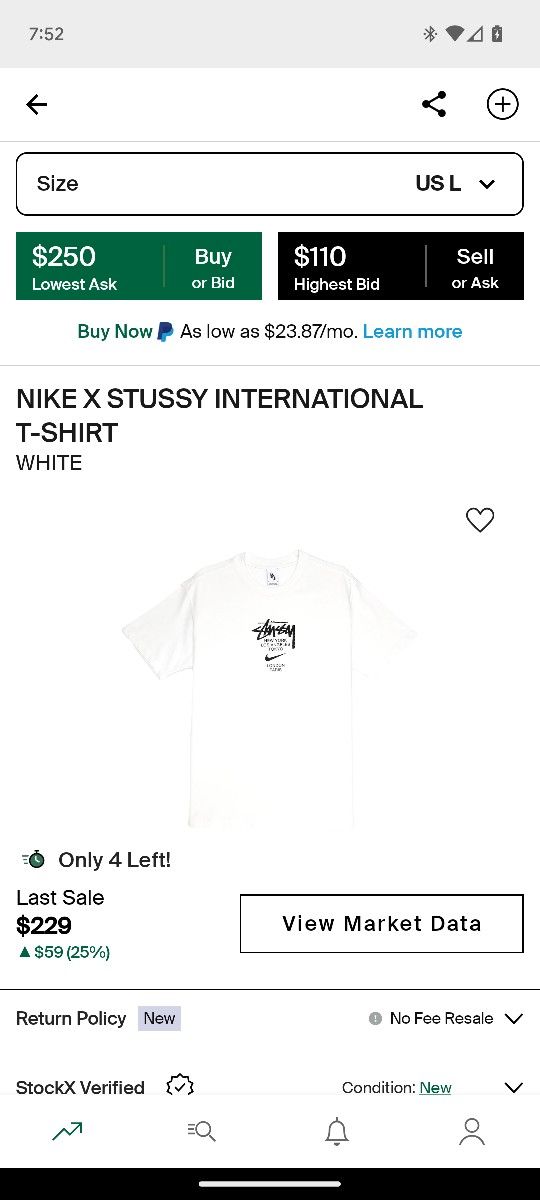 Nike X Stussy International T-Shirt | SZ: M-L | CLR: White