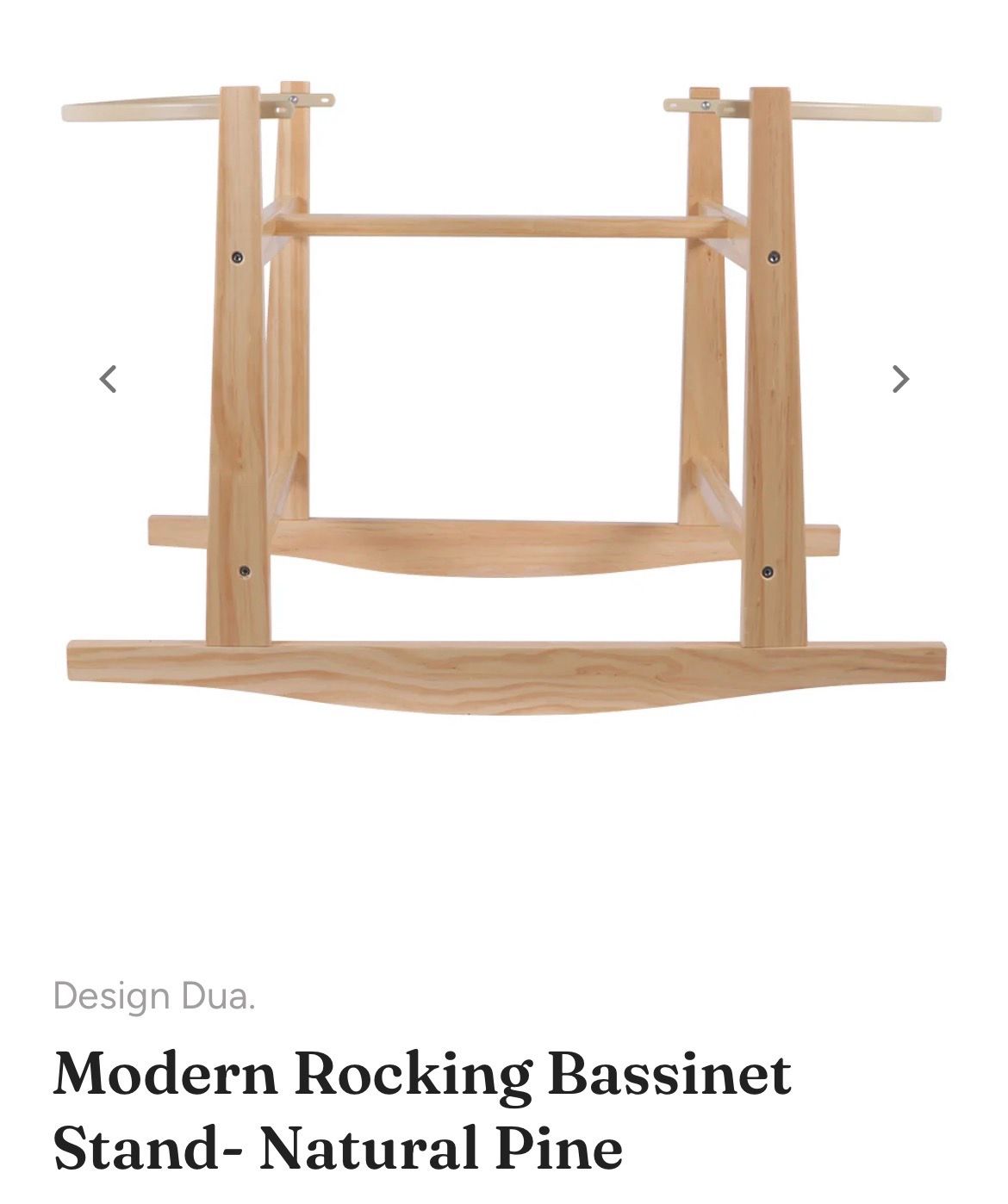 Natural pine Moses rocking bassinet stand.