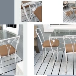  I rage White Wrought Iron Dining Table Set 