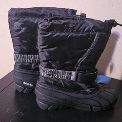 Sorel Size 4 Calf High Boots With Fabric And Stretch Tie  