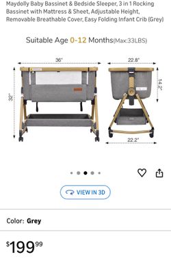 Maydolly Foldable Bassinet Crib