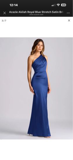 Azazie Akilah Royal Blue Satin Bridesmaid Gown