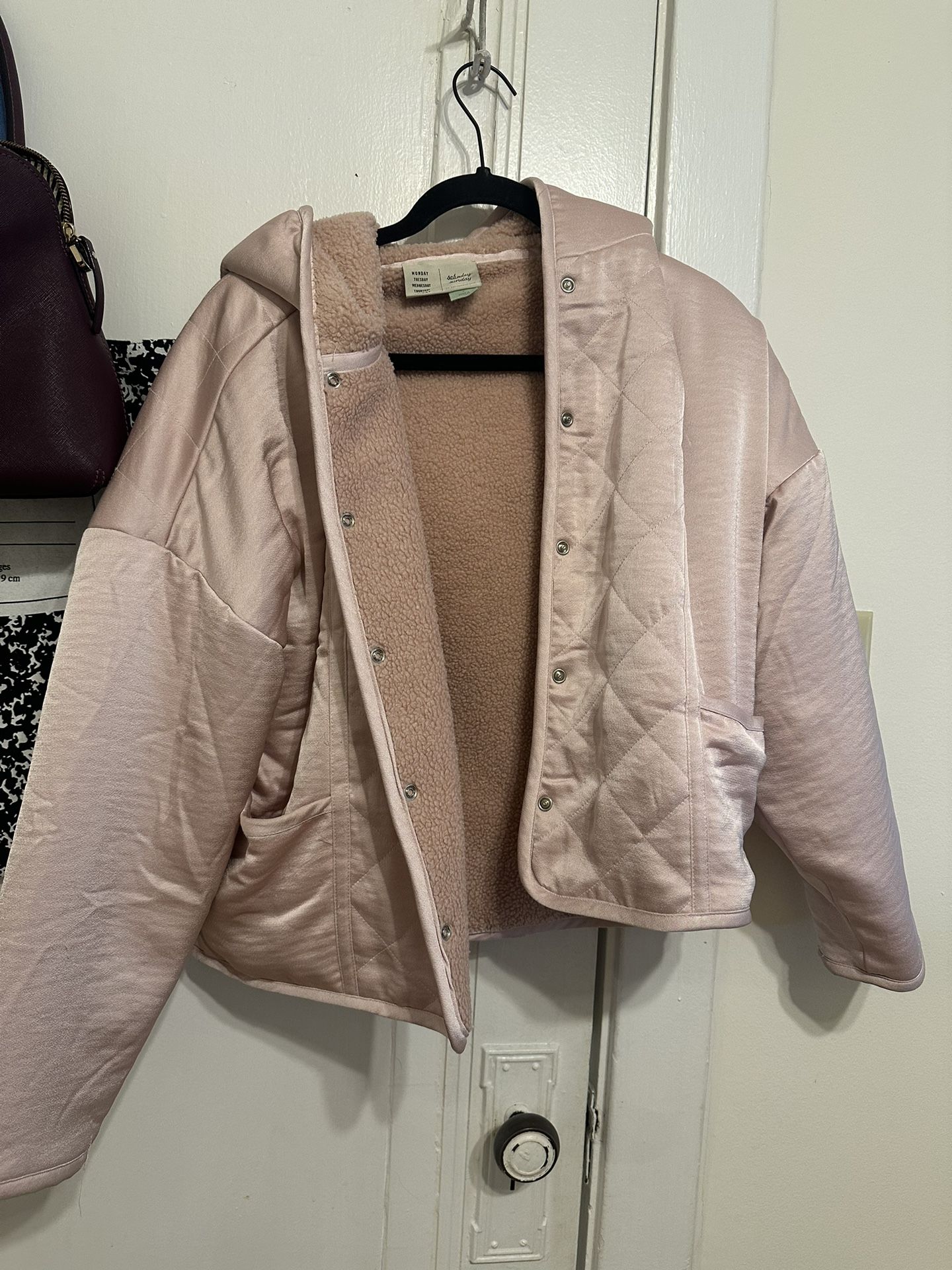 Anthropologie Pink Sherpa-Lined Reversible Jacket
