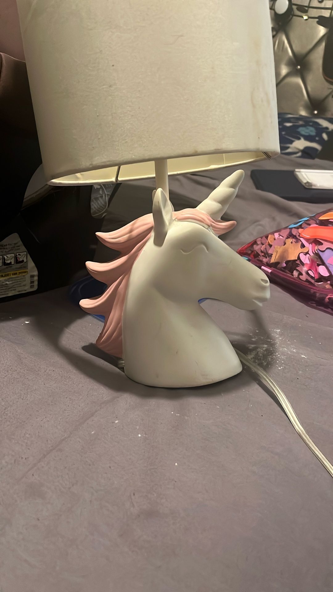 Pink And White Unicorn Lamp