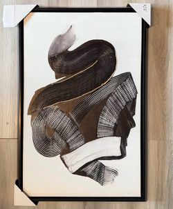 Textured Abstract Wall Art 24x36 – Black & White – New