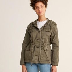 kensie cargo hooded anorak Military Jacket Dark Moss Green Size M & L Available 