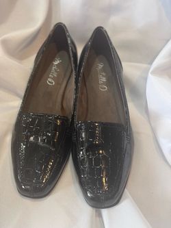 Michelle D Black Patent Croc Loafers