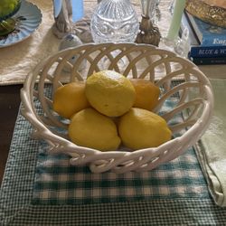 Oval ceramic fruit bowl