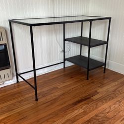 Glass Blk Metal Desk