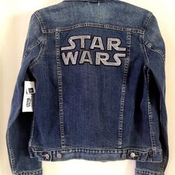 WOMENS GAP STAR WARS Jean Jacket Denim Sequence Size Medium No Tags