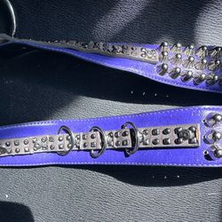 Ov Lvst & Leather Bespoke Purple Studded/O-Ring Leather Strap Belt - Size S / 35”