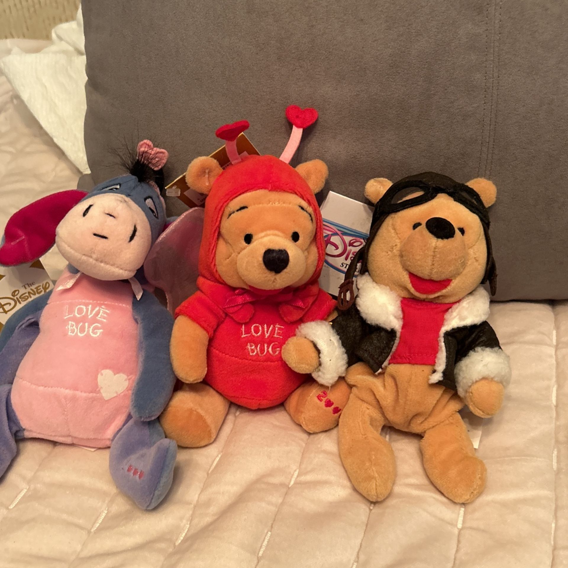 Disney Beanie Babies -(3) Pooh And Eyeore 