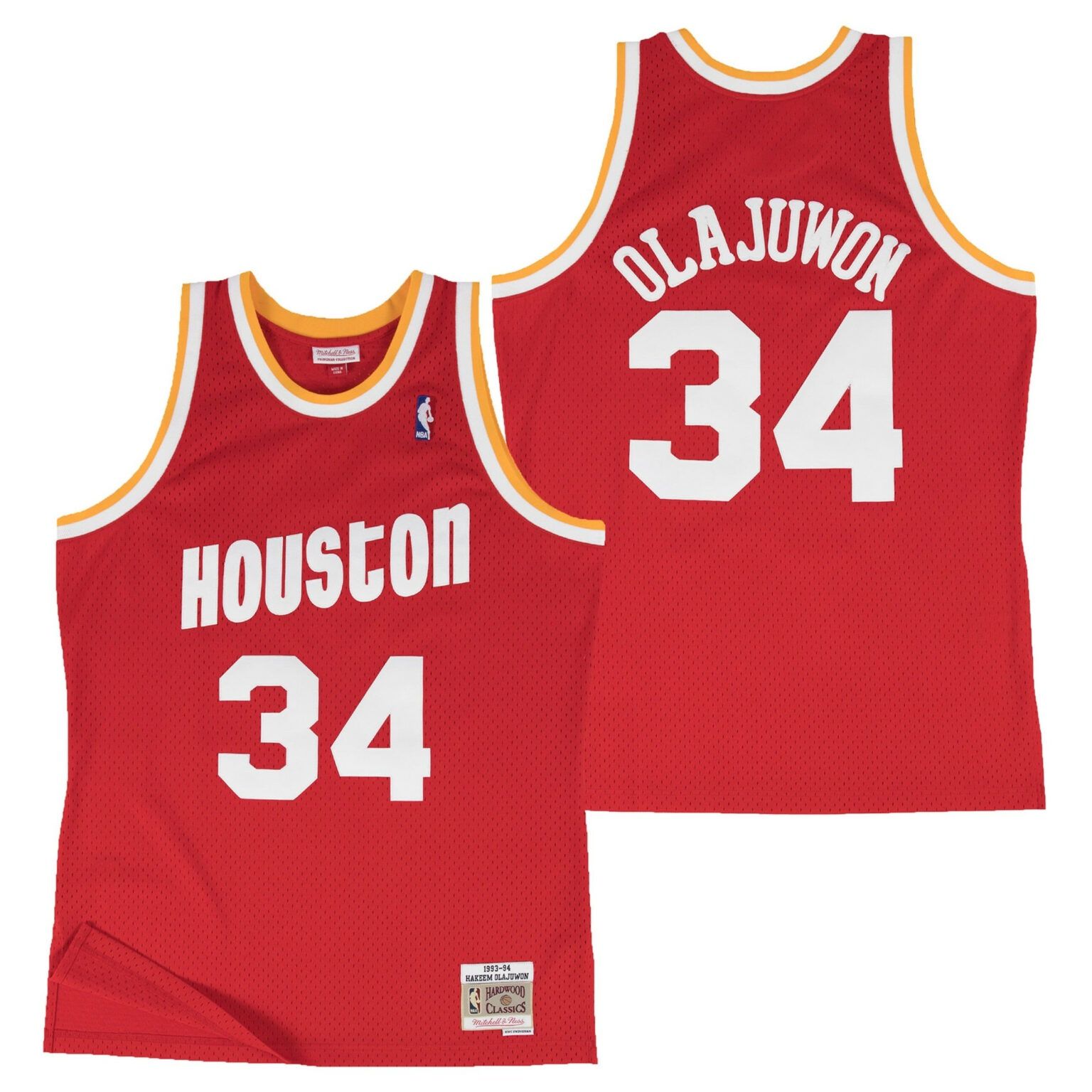 Red 1993 94 Hardwood Classics Jersey Houston Rockets Hakeem Olajuwon