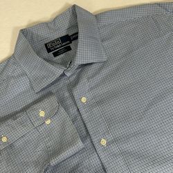 Polo Ralph Lauren Regent Classic Fit Mens XXL Blue Plaid Long Sleeve Shirt