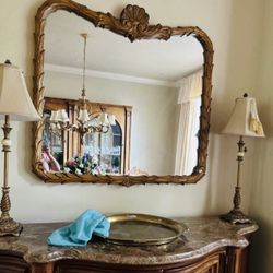 Large Ornately Carved Wood Mirror Boho Fine Home Decor 