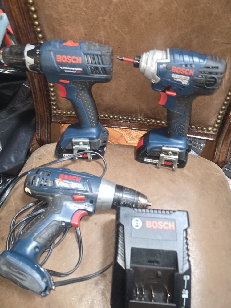 Bosch Set Of Drills & Impact & 2 Batteys & Charger All For $145