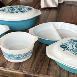 Vintage Pyrex Blue Horizon Set Of Dishes
