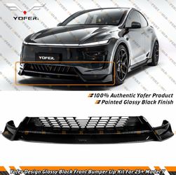 For 25-26 Tesla Model Y Juniper Premium Gloss Black Front Bumper Lip By Yofer