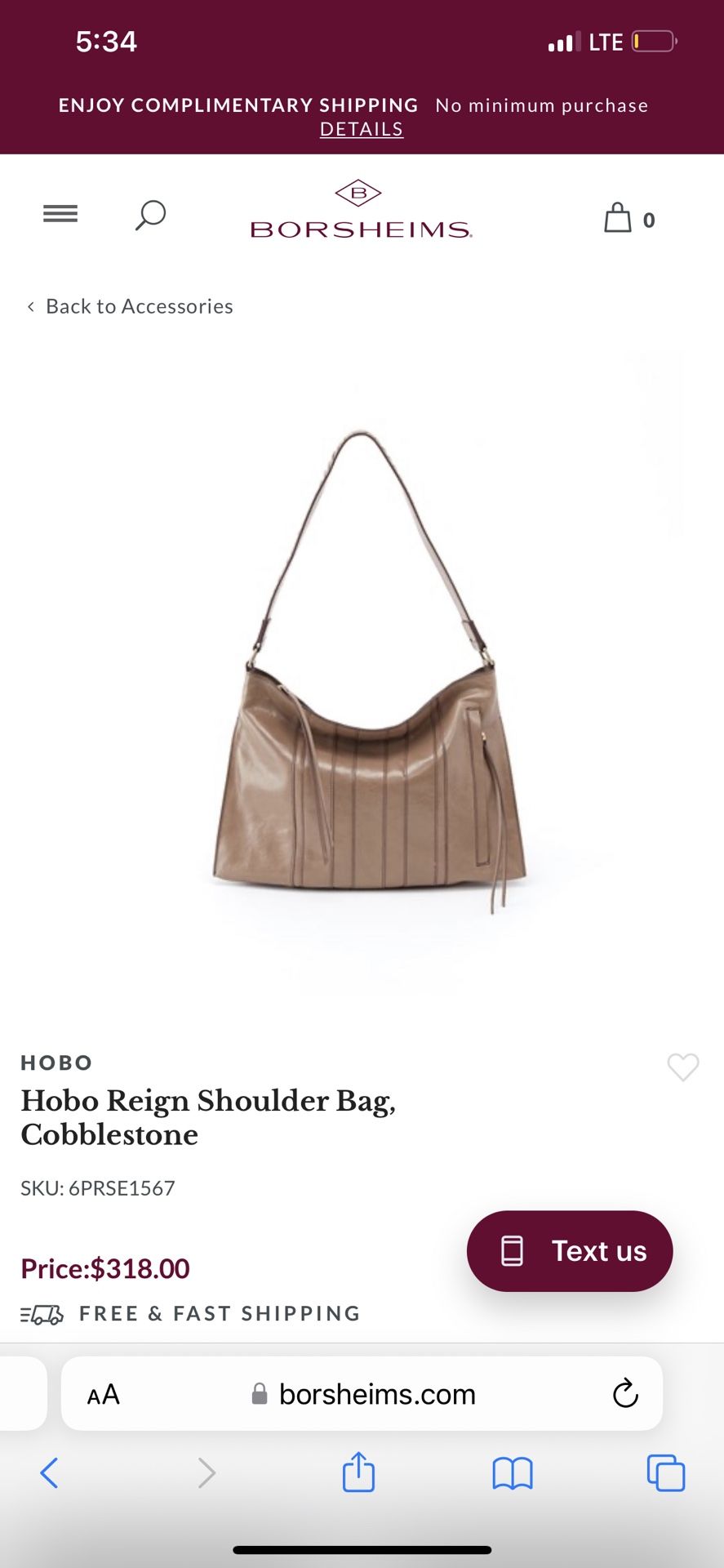Brand New With Tags Hobo ‘reign’ Handbag In Cobblestone