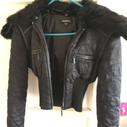Authentic Bebe cropped jacket with dyed rabbit đ° fur