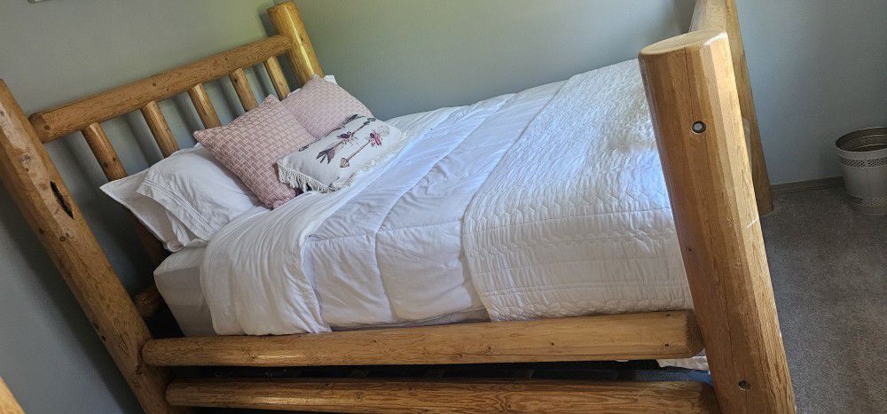 Queen Size Log Bed And Tall Chest 