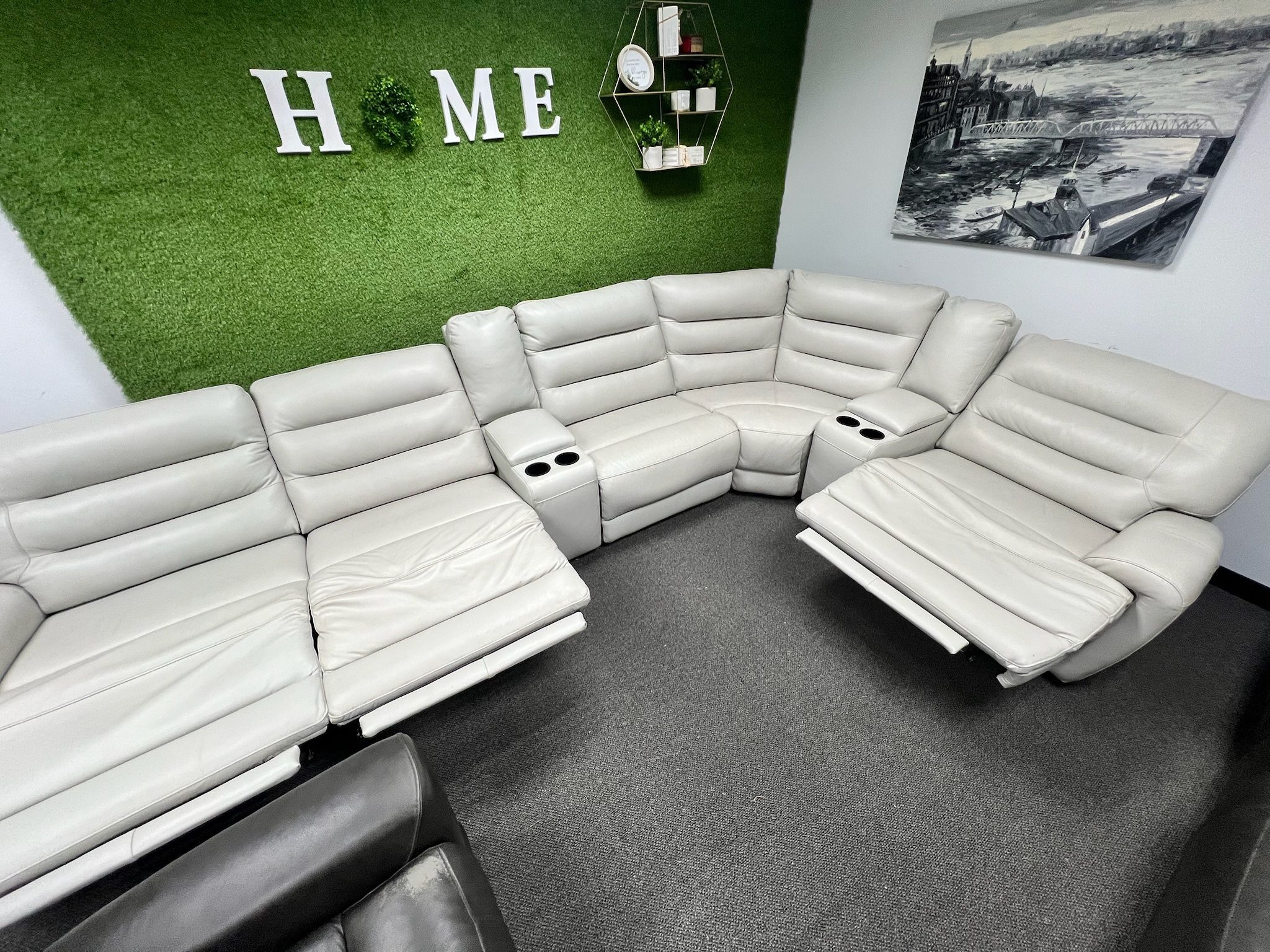 Aubrey Ivory Reclining Couch Sectional - Free Delivery 