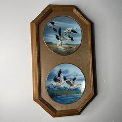 Vintage Decorative Plates Waterfowl Artistic Geese 90s Wall Art