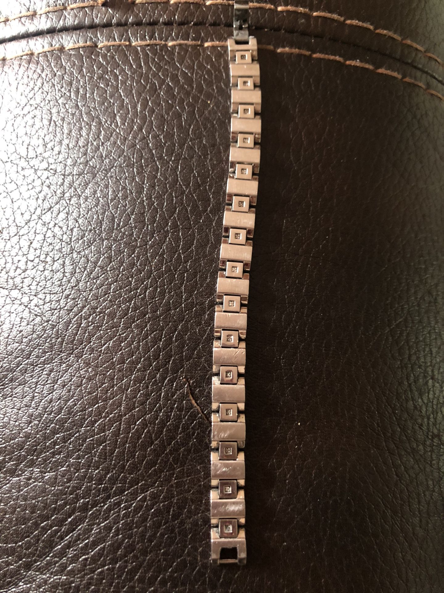 Stainless Steel  Silver Diamond Bracelet 