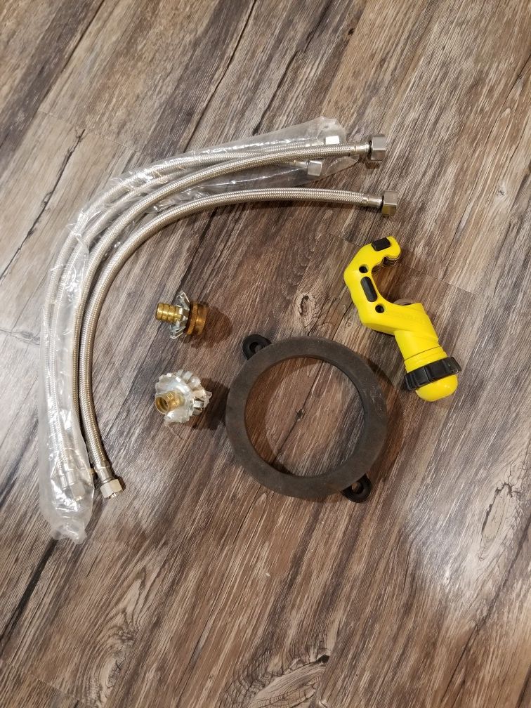 Homeflex cutter, water lines, toilet ring, hose adapters